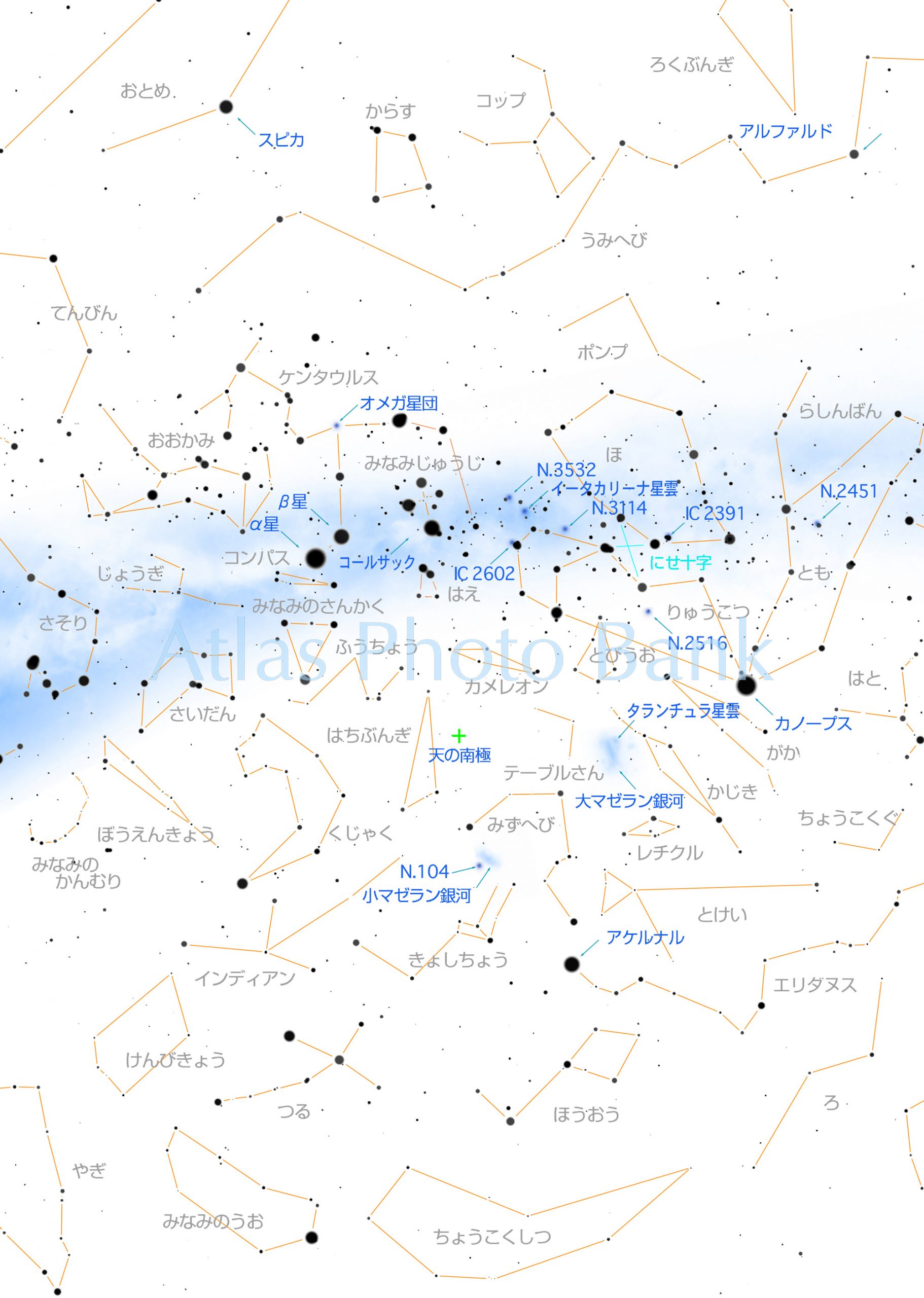 CR-4SF-029-南半球5月の星座-白図-南天5月見開き図