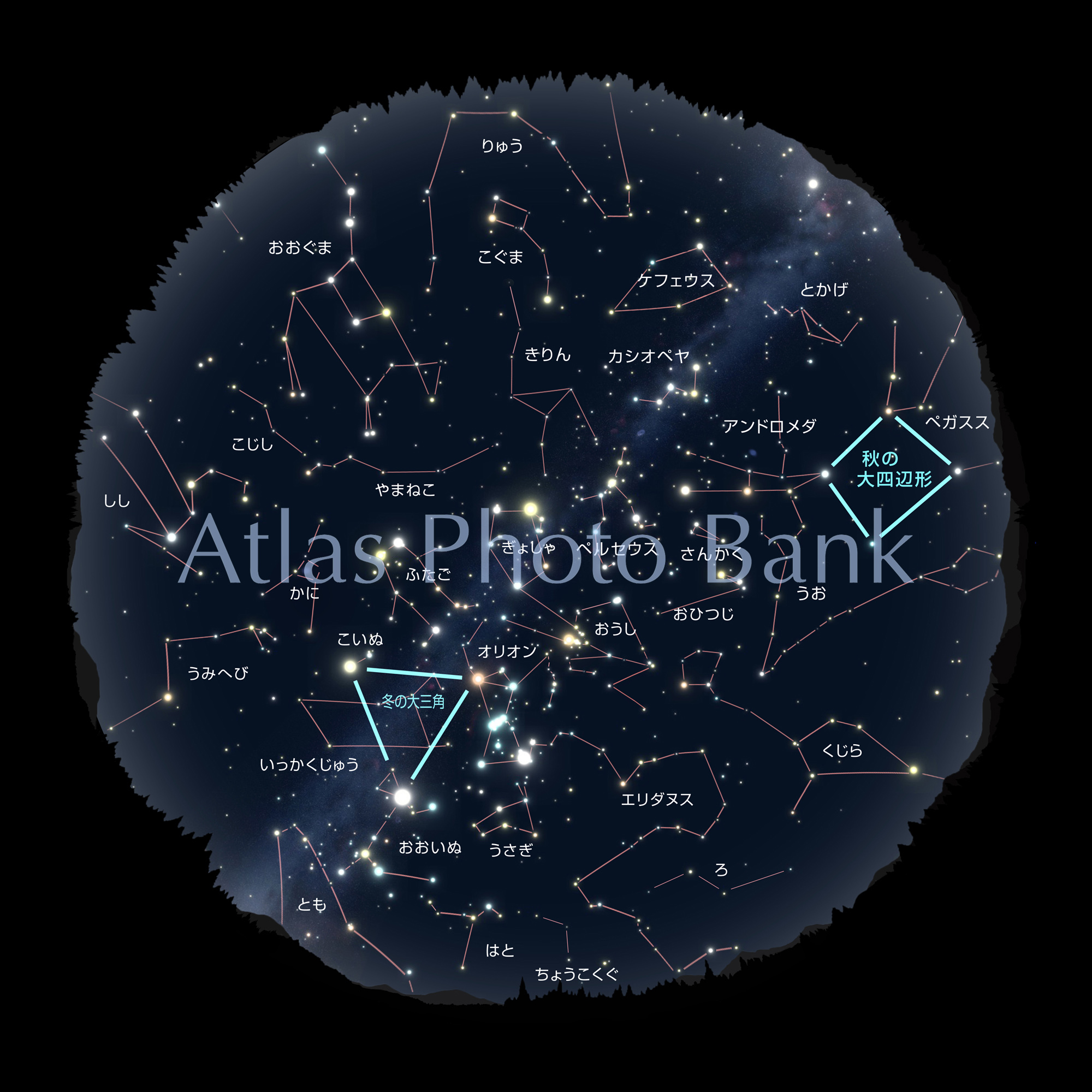 CR-ALLF-006-1月15日午後9時の星座全天