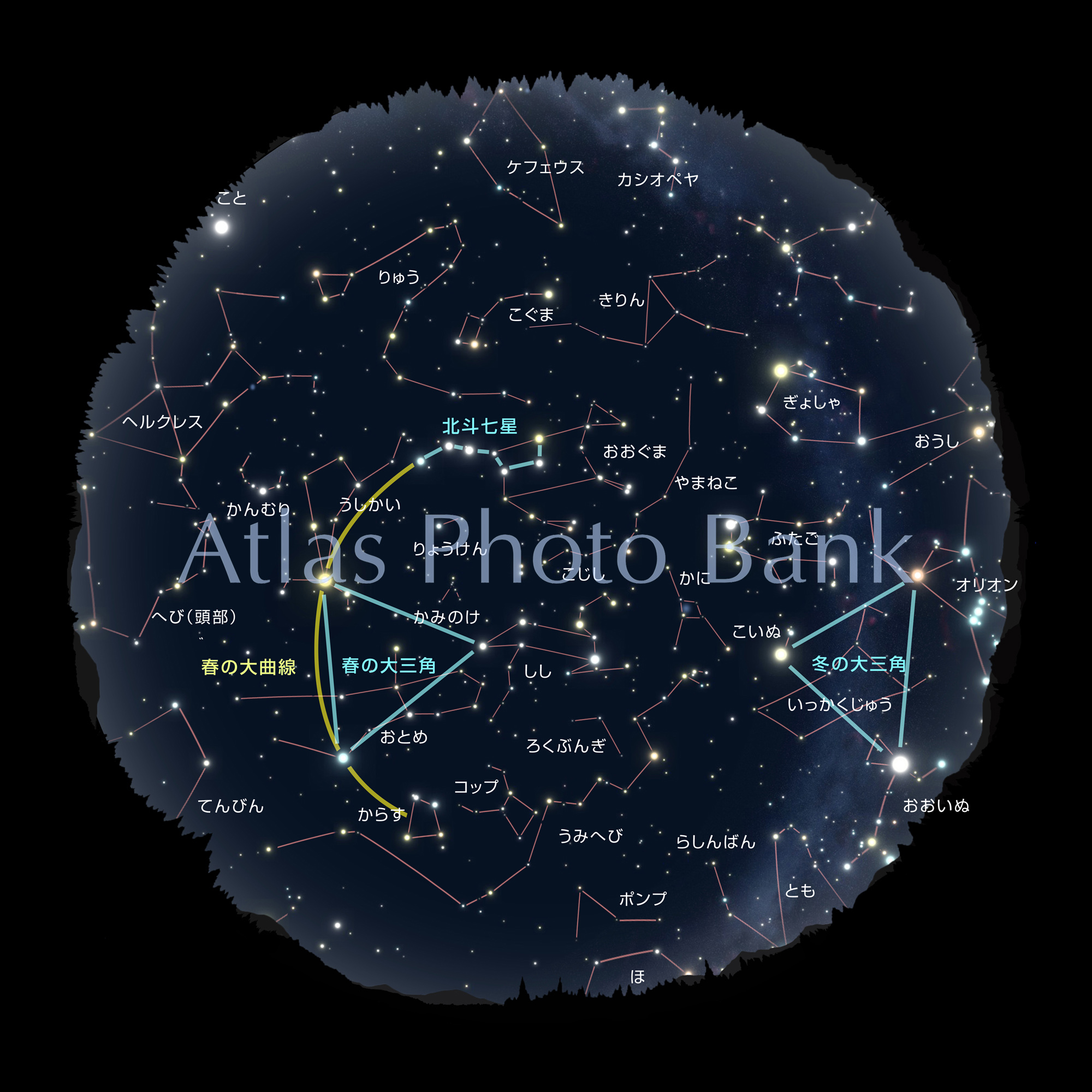 CR-ALLF-009-4月15日午後9時の星座全天