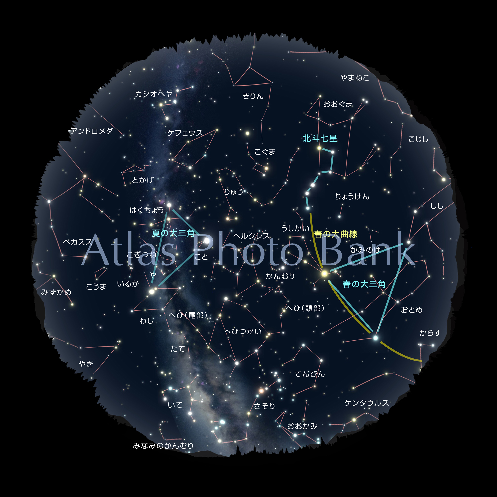 CR-ALLF-012-7月15日午後9時の星座全天