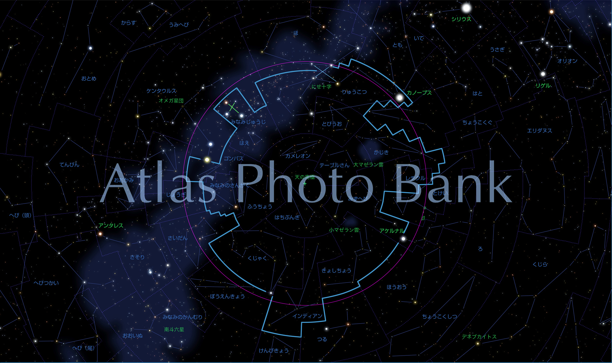 CR-ALLF-026-4月中旬よる8時頃-天の南極と周極星を中心とした星座