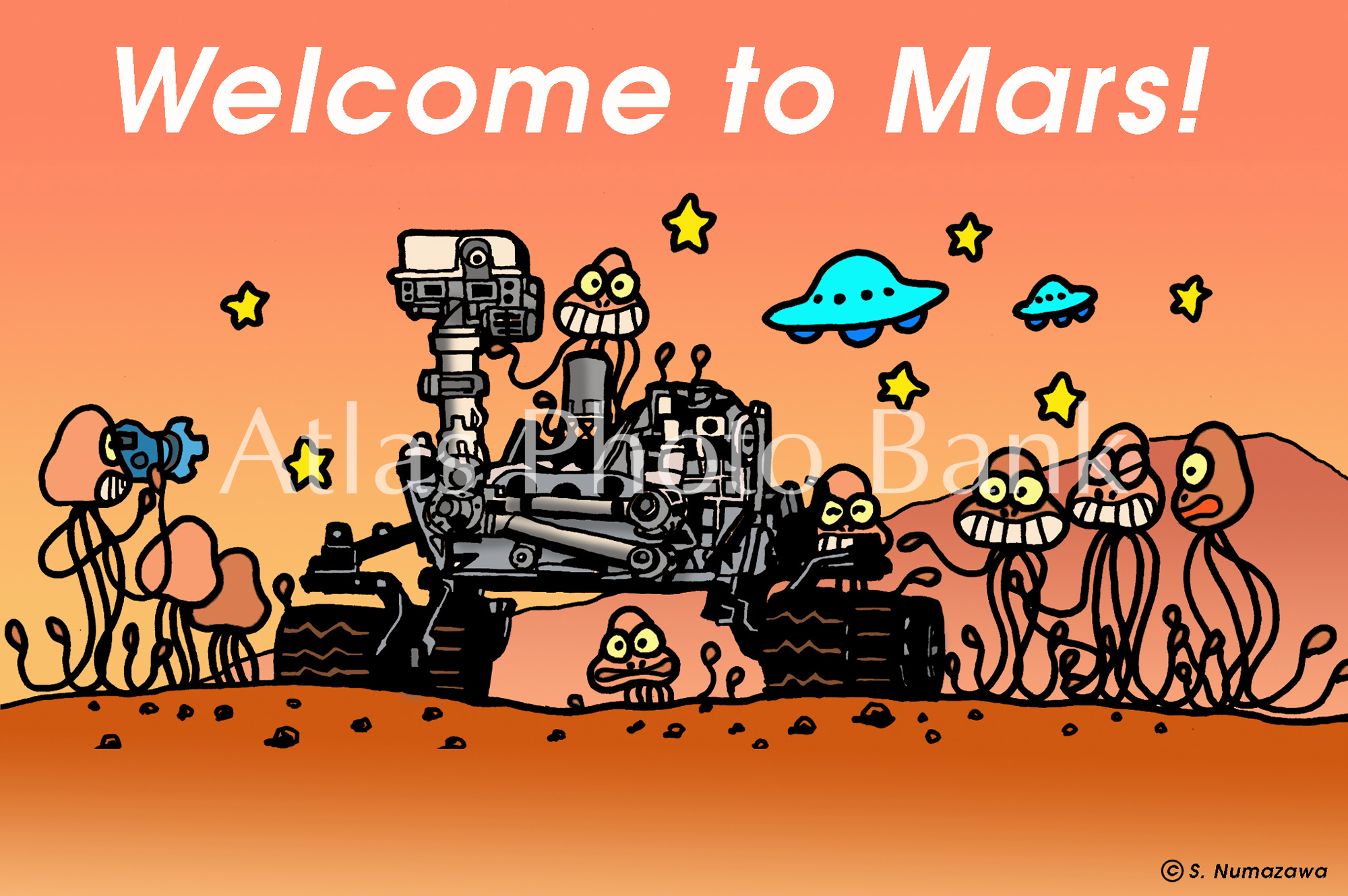 EF-086-火星探査ローバーと火星人