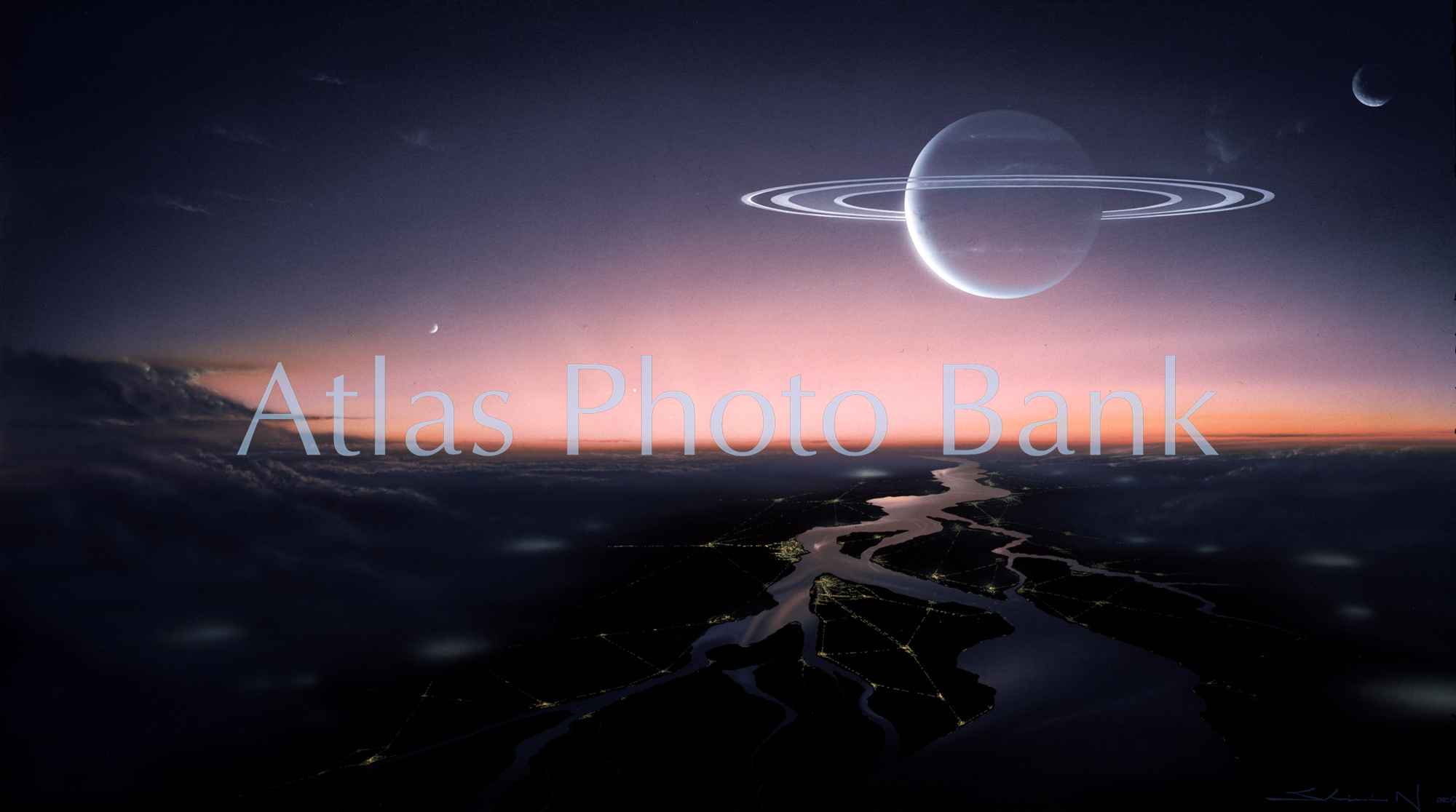 OP-026-1-未知の惑星の夕景-環のある
